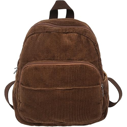 Makukke Small Backpack Purse for Women Corduroy Vintage Backpack Women Mini Backpack Fashion Casual Backpack Aesthetic Purse, Brown Backpack