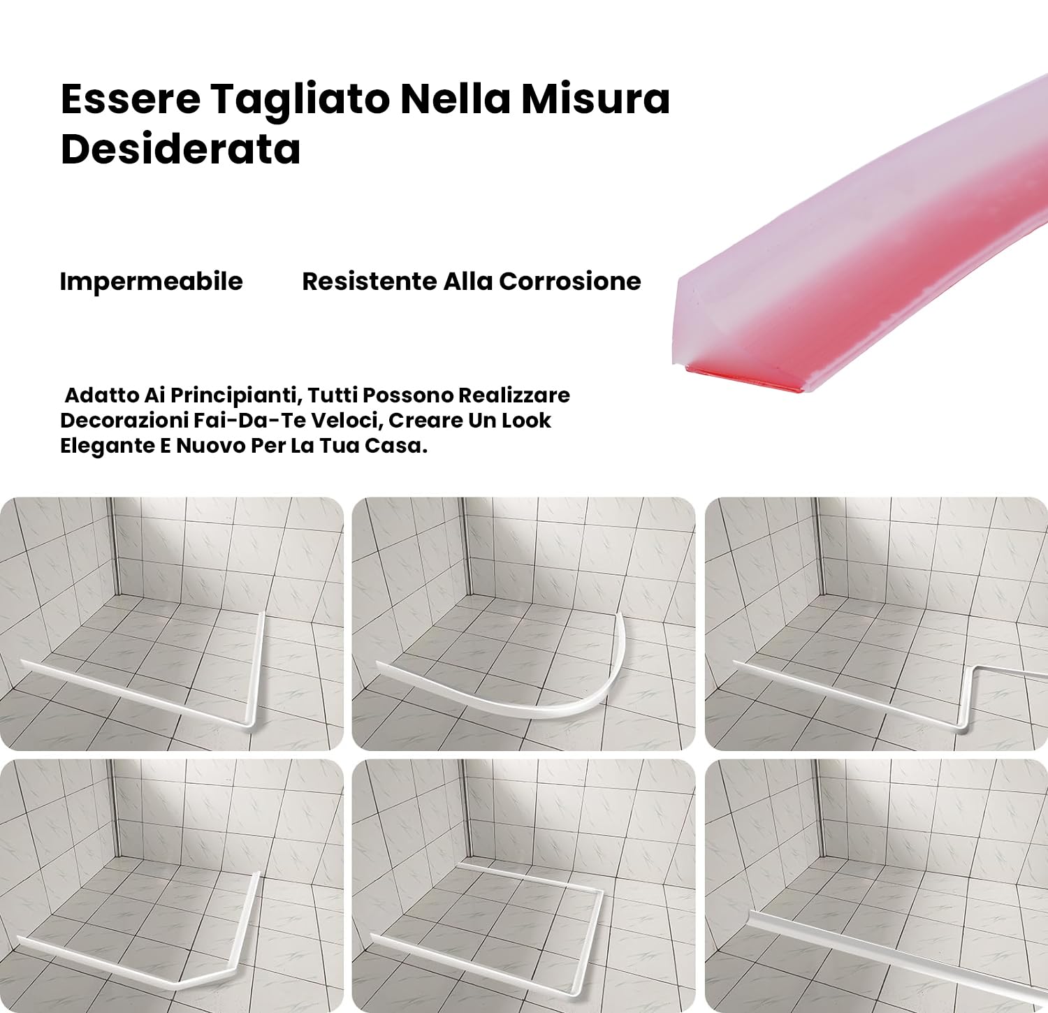 Barriera Doccia Ferma Acqua, Self-Adhesive Decorative Strip Trasparente Decor Tape, per decorare la camera da letto, bagno, la cucina 1.5M Trasparente