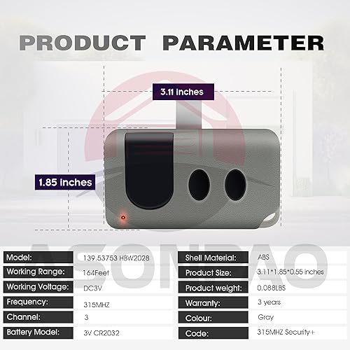 Miniatura 8 de 139.53753 HBW2028 315MHZ Remote solo para un botón de aprendizaje morado del abrepuertas de garaje Sears Craftsman (paquete de 2)