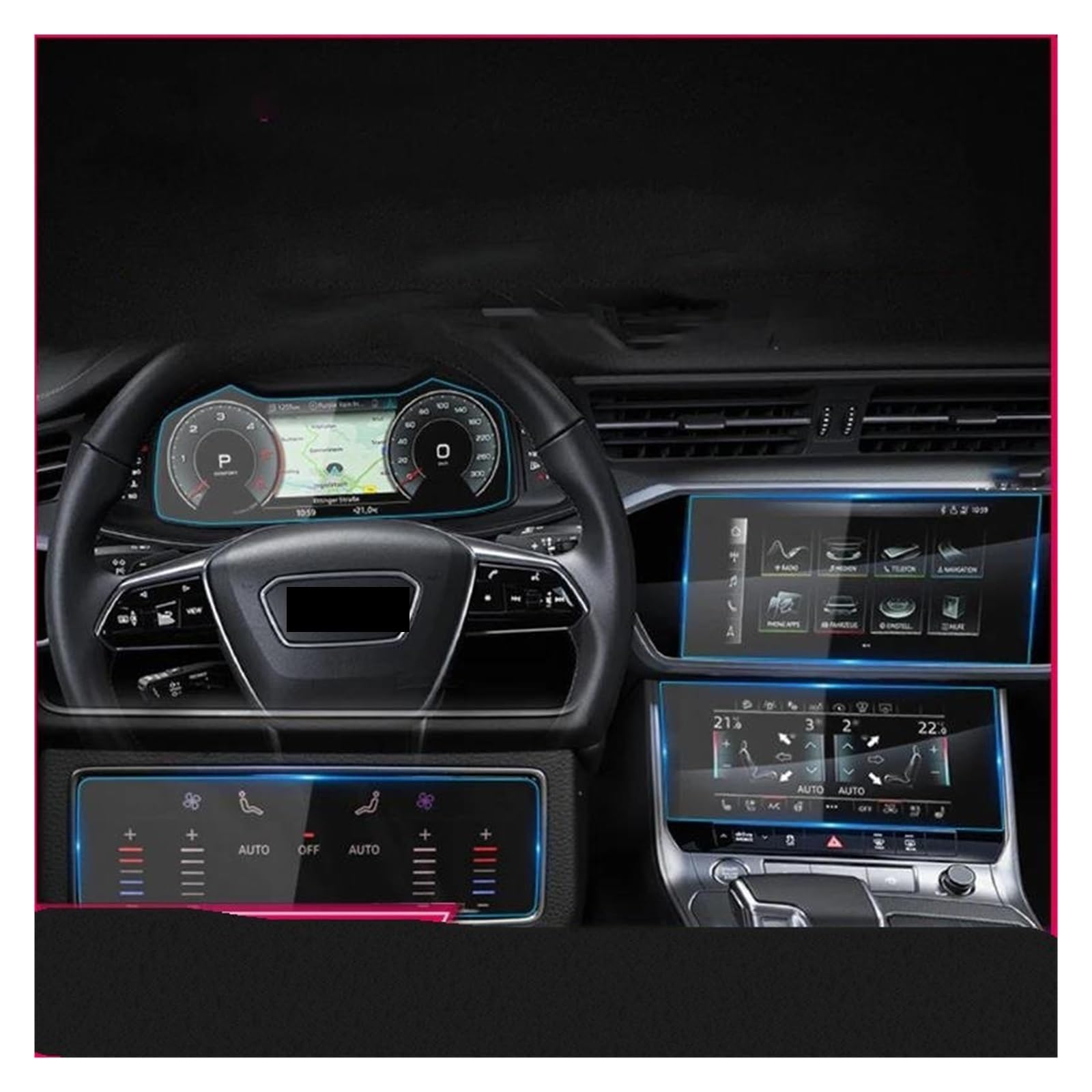 Film Protecteur d'écran Tactile en Verre trempé pour GPS et système multimédia de Voiture A6/A6L (2016-2023) - Accessoires intérieurs 19-24 Pouces - Tous modèles - 4 pièces