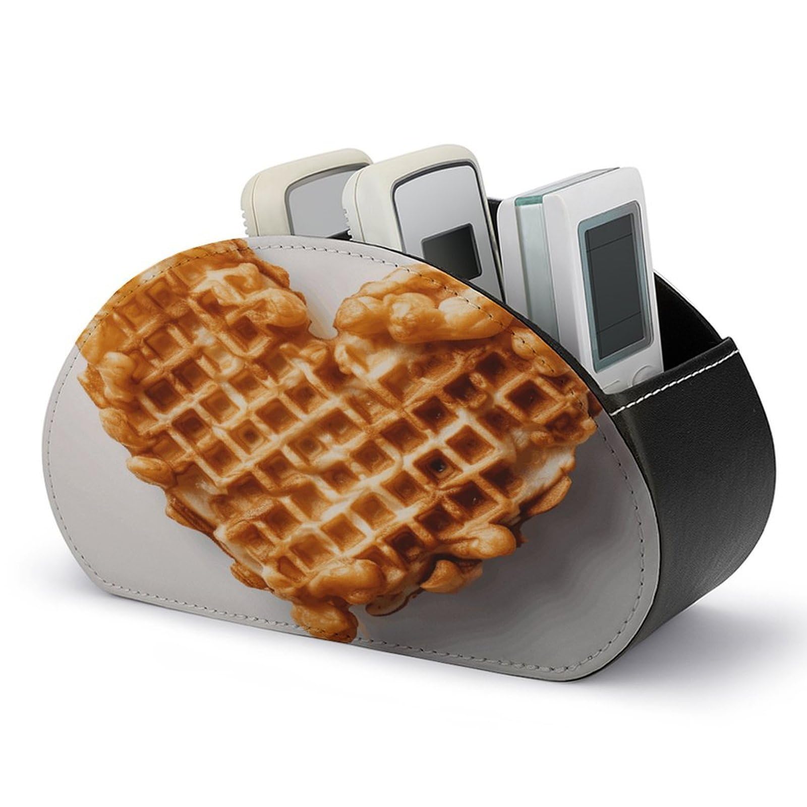 Btcowzrv Style Heart Shaped Waffles Remote Control Holder With 5 Compartments
