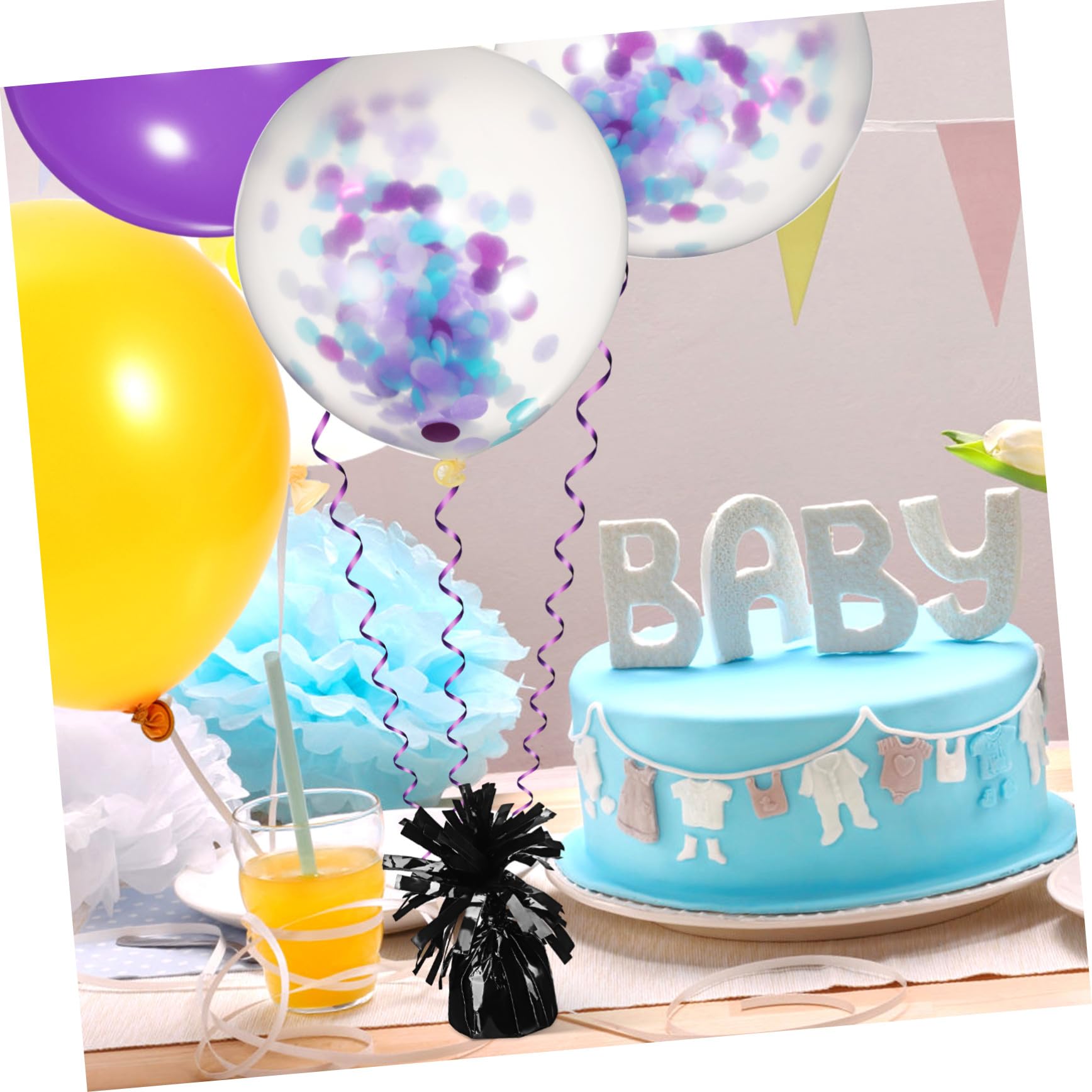 DOITOOL 8 Stück Teiliges Ballongewicht- Schwarze Wiederverwendbar Robust Vielseitig für Hochzeit Geburtstag Partydekoration Stabilisiert Helium Luftballons Einfache Anwendung ohne Werkzeug
