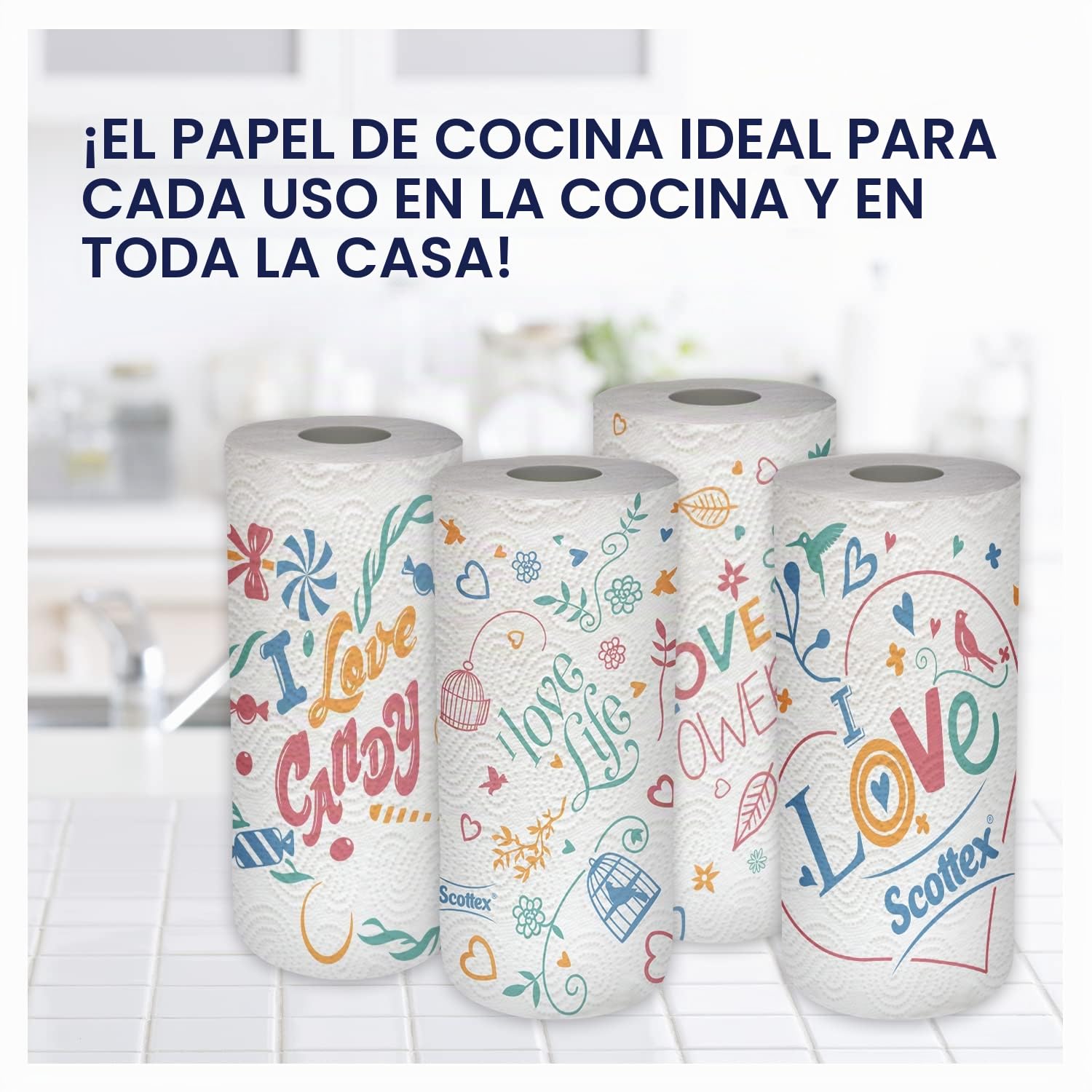 Scottex Scottex Casa Family - Papel de cocina, 32 rollos (8 paquetes de 4 rollos) – 2720 g