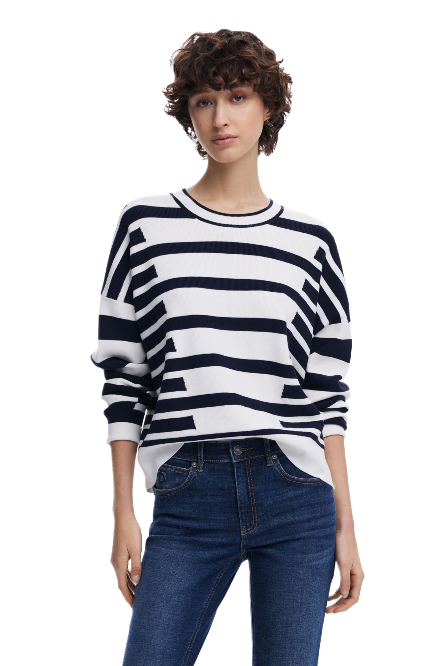 Desigual Damen 25SWJF01 Sweatshirt, White, XXL
