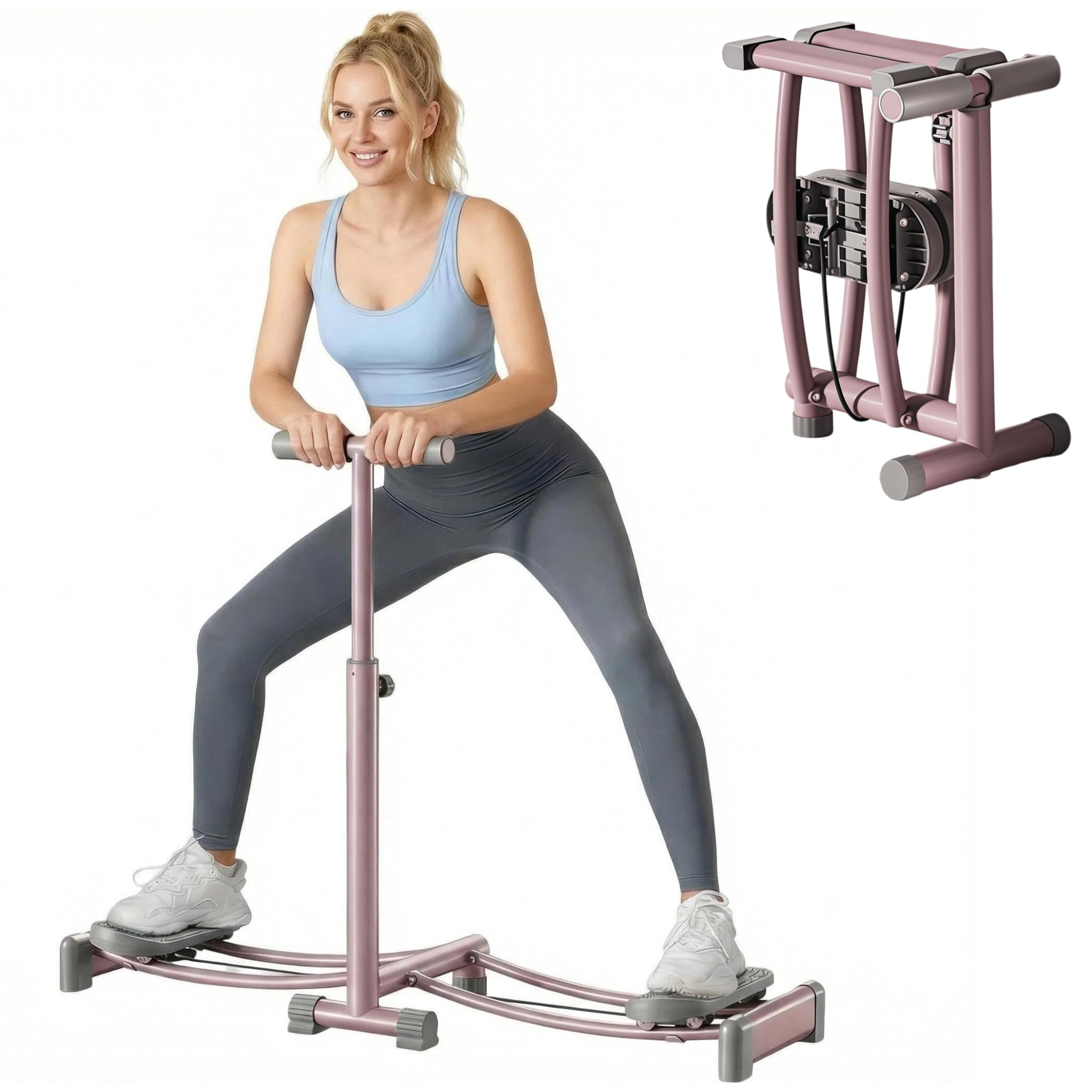 Simulierte Skimaschine Oberschenkeltrainer mit Höhenverstellbaren Armlehnen Beckenbodentrainer für Frau Faltbarer Trainingsgerät für Bauch Beine Po, Core & Cardio Fitnessgerät