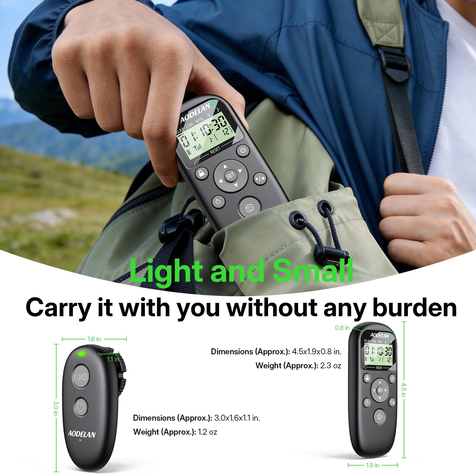 Mando a distancia inalámbrico con temporizador de cámara recargable (recargable para Sony)