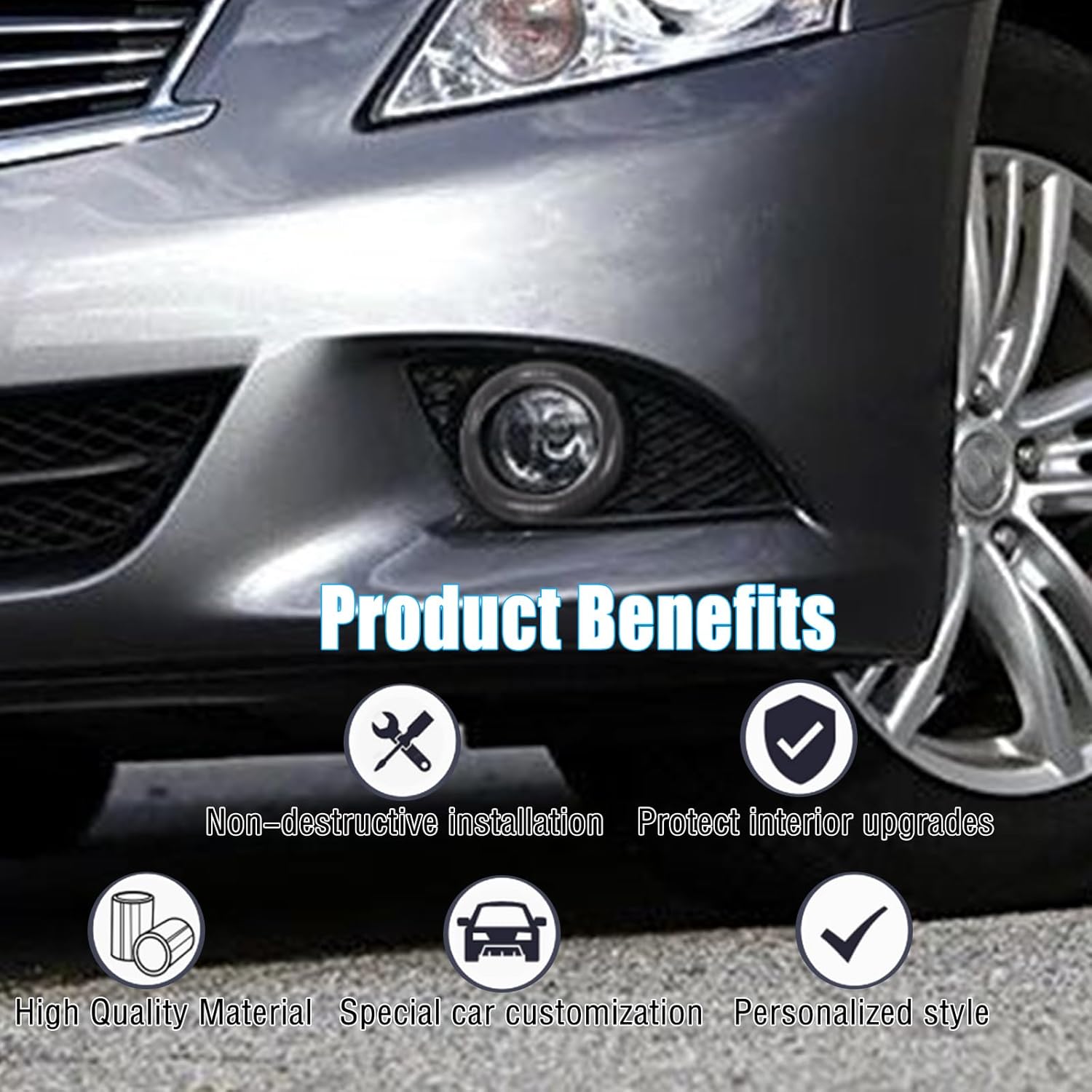 Front Bumper Driving Fog Light Ring Bezels Covers Trim Molding Compatible with Infiniti G37 2010-2013, Front Fog Light Lamp Decoration Protector Accessories (Carbon Fiber Pattern)