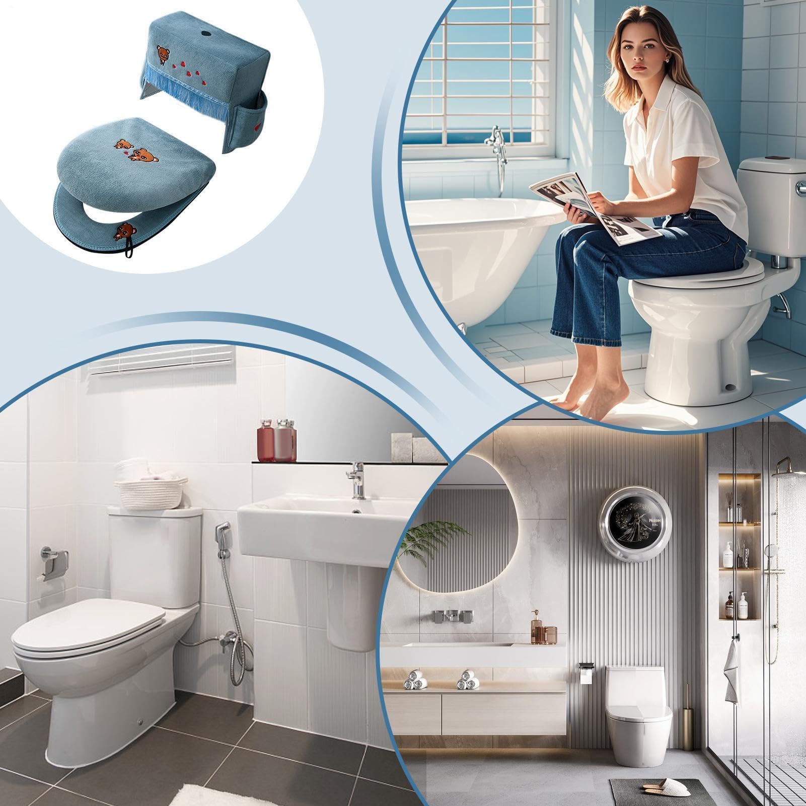 Toiletten-Deckel-Bezüge für das Badezimmer 3-teiliges weiches universelles | Toilettenspülkasten-Bezug für Kinder Gäste-WC Bad Haus Raum Jahreszeiten Dekoration Pa