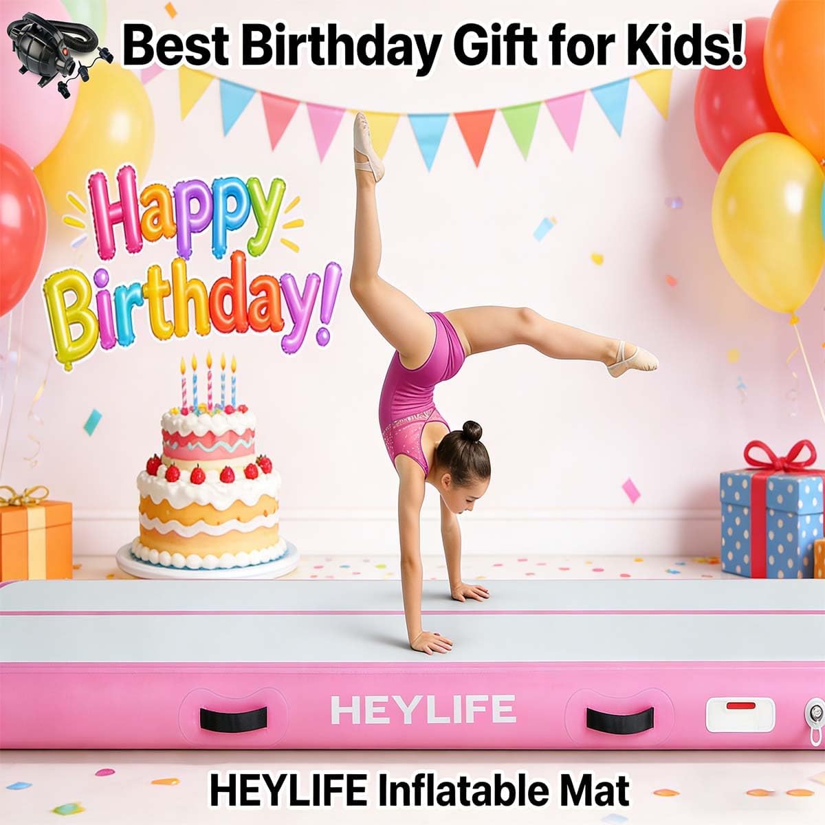 Air Mat Tumble Gymnastics Training Mat 6.6ft/10ft/13ft/16ft/20ft/23ft/26ft/30ft/33ft/36ft/40ft Wide 3.3ft/6.6ft Thick 4/8 Inches Gymnastics Air Mat Inflatable Tumbling Gymnastics Training Mat with Air Pump