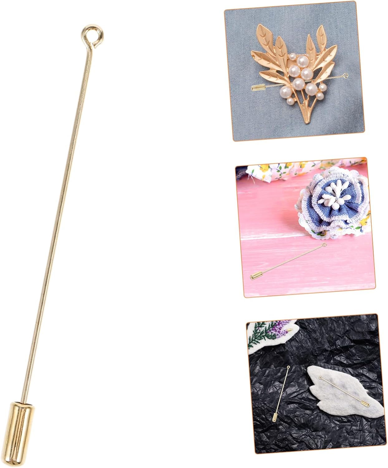 10Pcs DIY Brooch Stick Pin Long Needle Eye Pins for Lapel Scarf and Hat Craft Projects Versatile Handmade Jewelry Findings for Clothing Accessories
