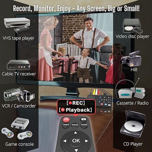 Miniatura 3 de ViewLite AV, convertidor portátil de audio y video analógico a digital MP4/MP3 con control remoto. Captura CVBS/S-Video/RCA/Compuesto. Caja de TV