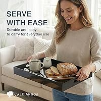 Vista 2 de Bandeja de Servir Acrílica Negra para Tocador, Baño, Exterior, Alimentos y Decoración con Asas (Rectangular, Pequeña)