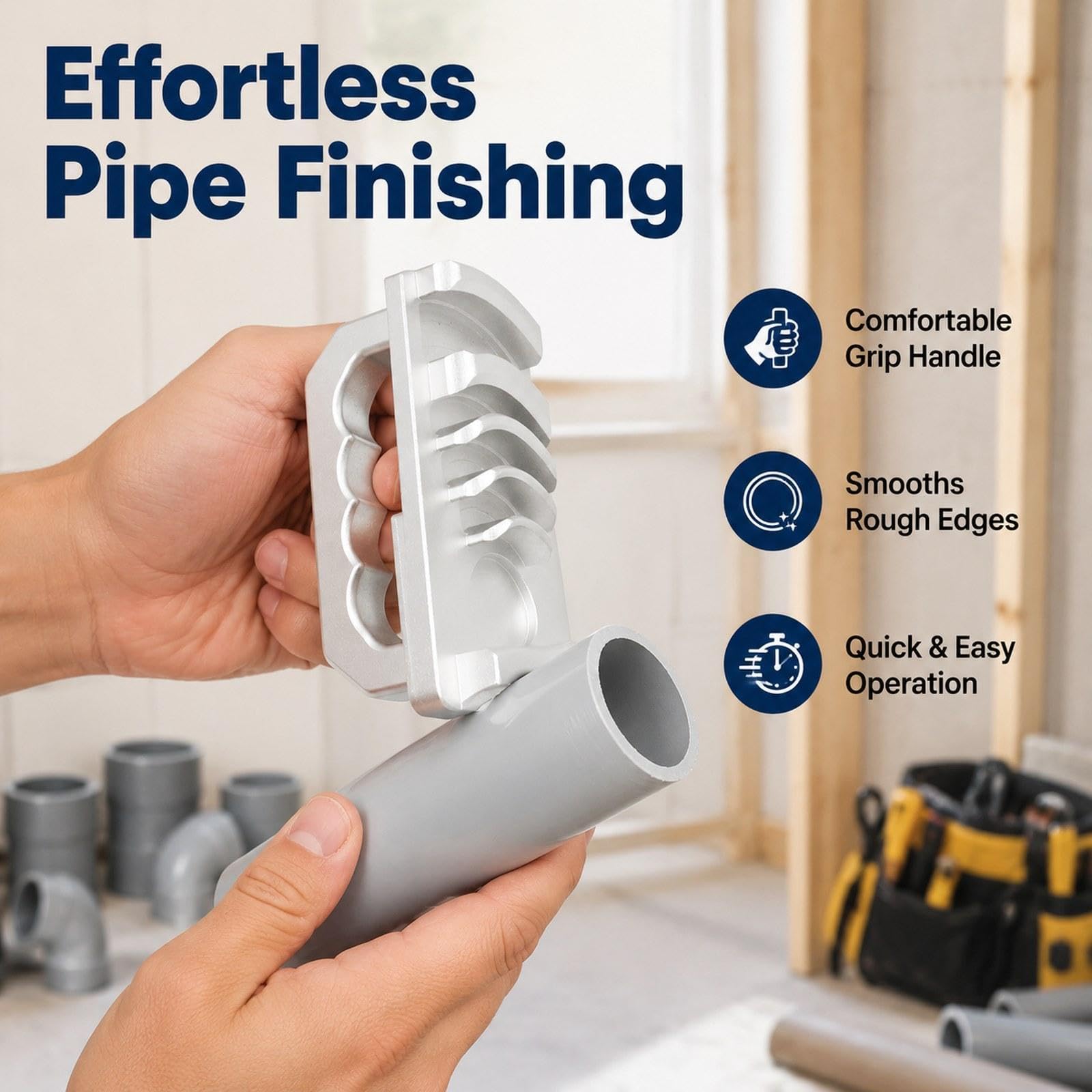 PVC-Anfaswerkzeug mit Griff, PVC-Entgratwerkzeug, Rohraufweiter für PP-Schläuche, Rohre, Heimwerkerbedarf, Sanitärinstallationen, CPVC, Silber