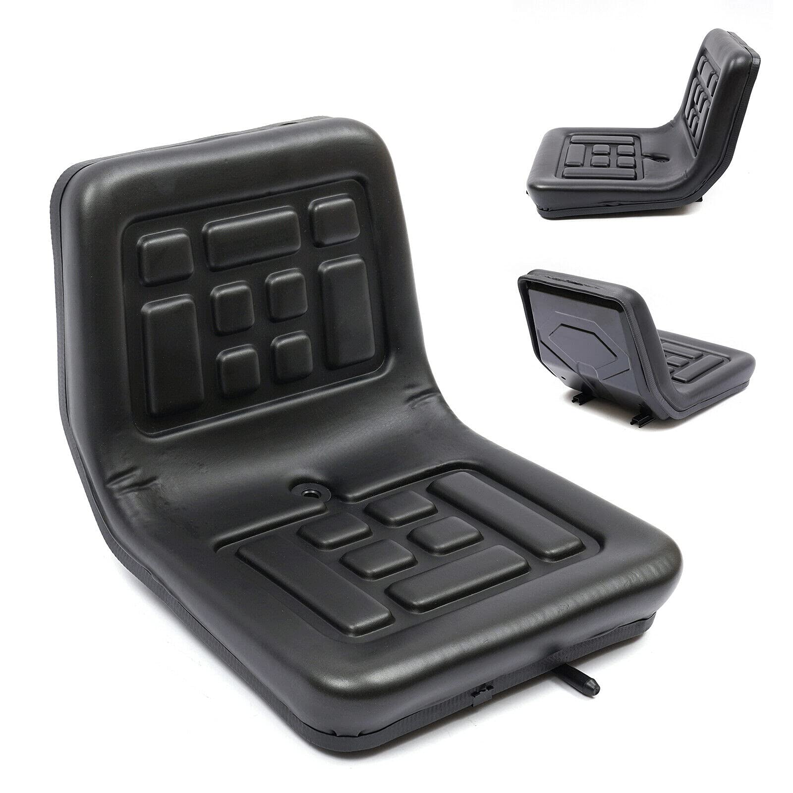 Asiento Negro Resistente Al Agua Para Tractor, Carretilla Elevadora, Asiento Para Cortacésped, Asiento De Carretilla Para Tractor, Seat, Marco De Acero, Acolchado De Pvc,con Un Orificio De Drenaje