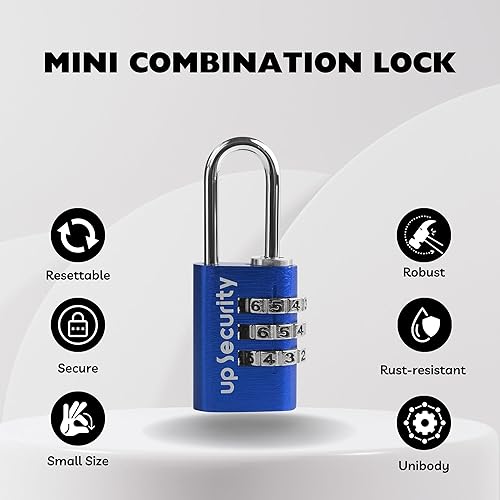 Miniatura 3 de Cerraduras de equipaje seguras de viaje, cerradura de combinación pequeña con código para maleta, cremallera, mochila, combinación de candado al