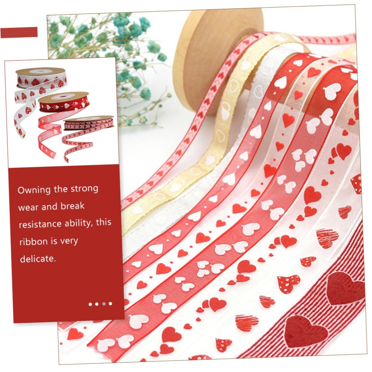 SHINEOFI 5 Sätze Schleifenband Selber Machen Valentinstag Verpackungsband Banddekor Liebe Stift Hochzeitsband Sackleinen Gold Aufkleber Herz Bögen Strasssteine Bänder Polyester 3 Rollen * 5