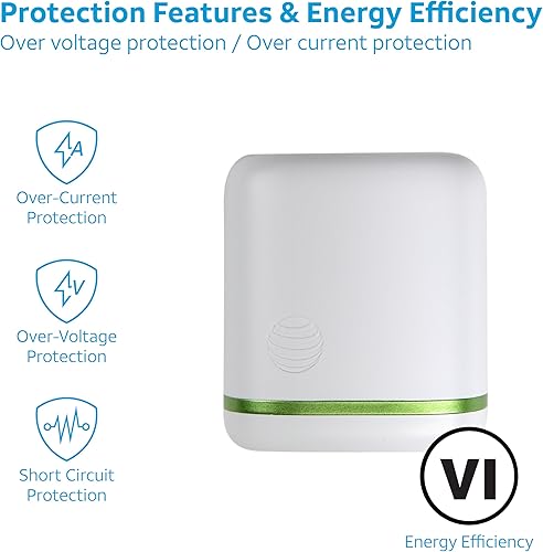 Miniatura 4 de AT&T Adaptador de corriente de carga rápida USB-C de un solo puerto de 30 W para iPhone de Apple, iPad, reloj, Google Pixel y Samsung Galaxy (blanco)