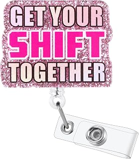 Get Your Shift Together Funny Badge Reel, Retractable ID Card Badge Holder, Name Tag Work Badge Clip for RN LPN CNA MA ER Night Shift Nurse Nursing Student Doctor Teacher, Nurse Gifts