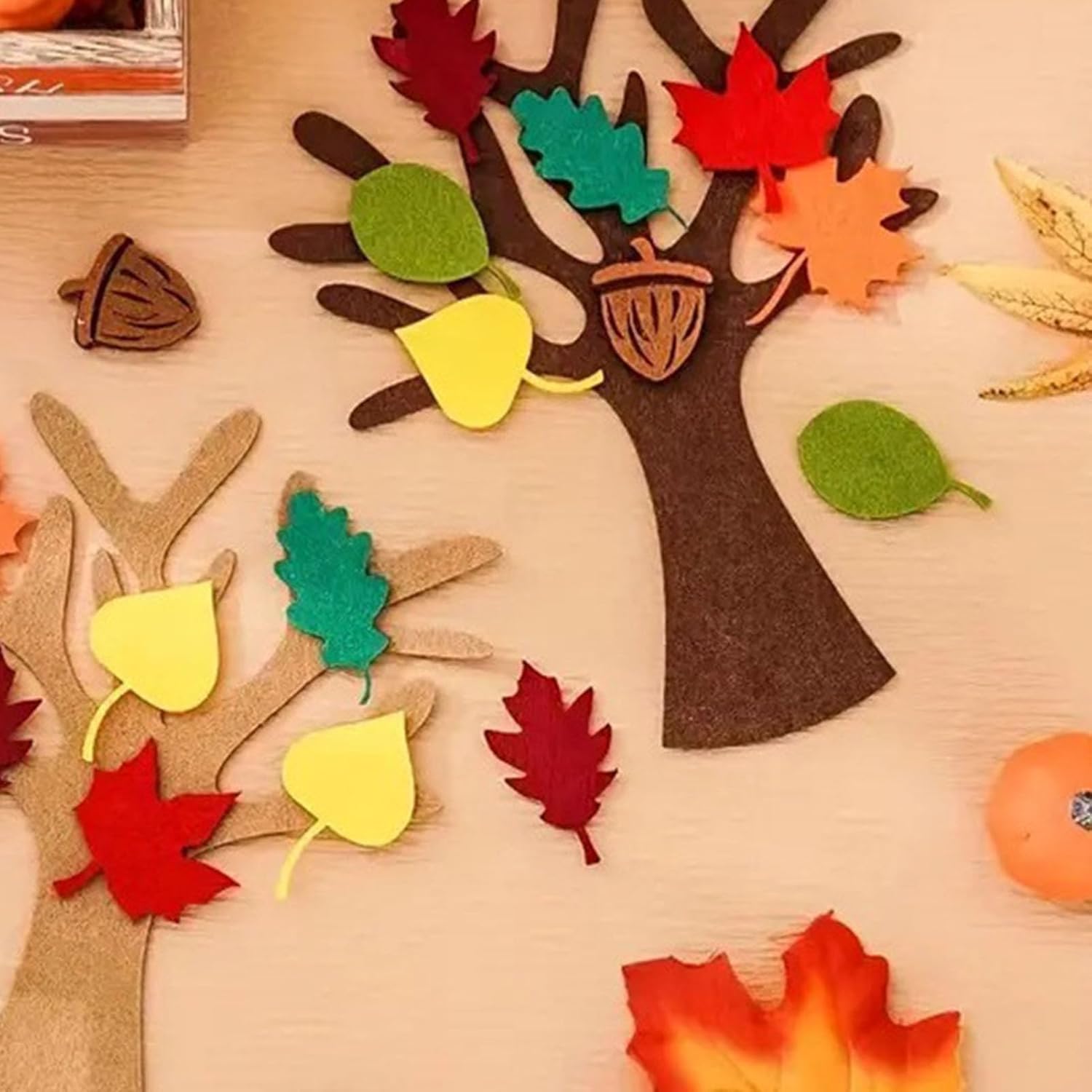 Felt Tree Leaves, 96 Pieces Maple Decor, Fall Craft Kit with Soft Felt Material, Thanksgiving Party Accessory, Seasonal Decoration with Colorful Design, Home Decor for Kids Adults