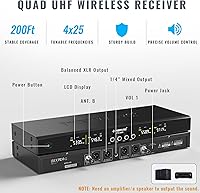 Vista 3 de Phenyx Pro Juego de micrófono inalámbrico de 4 canales PTU-5200-4B incluido con cable de serpiente de 3 pies