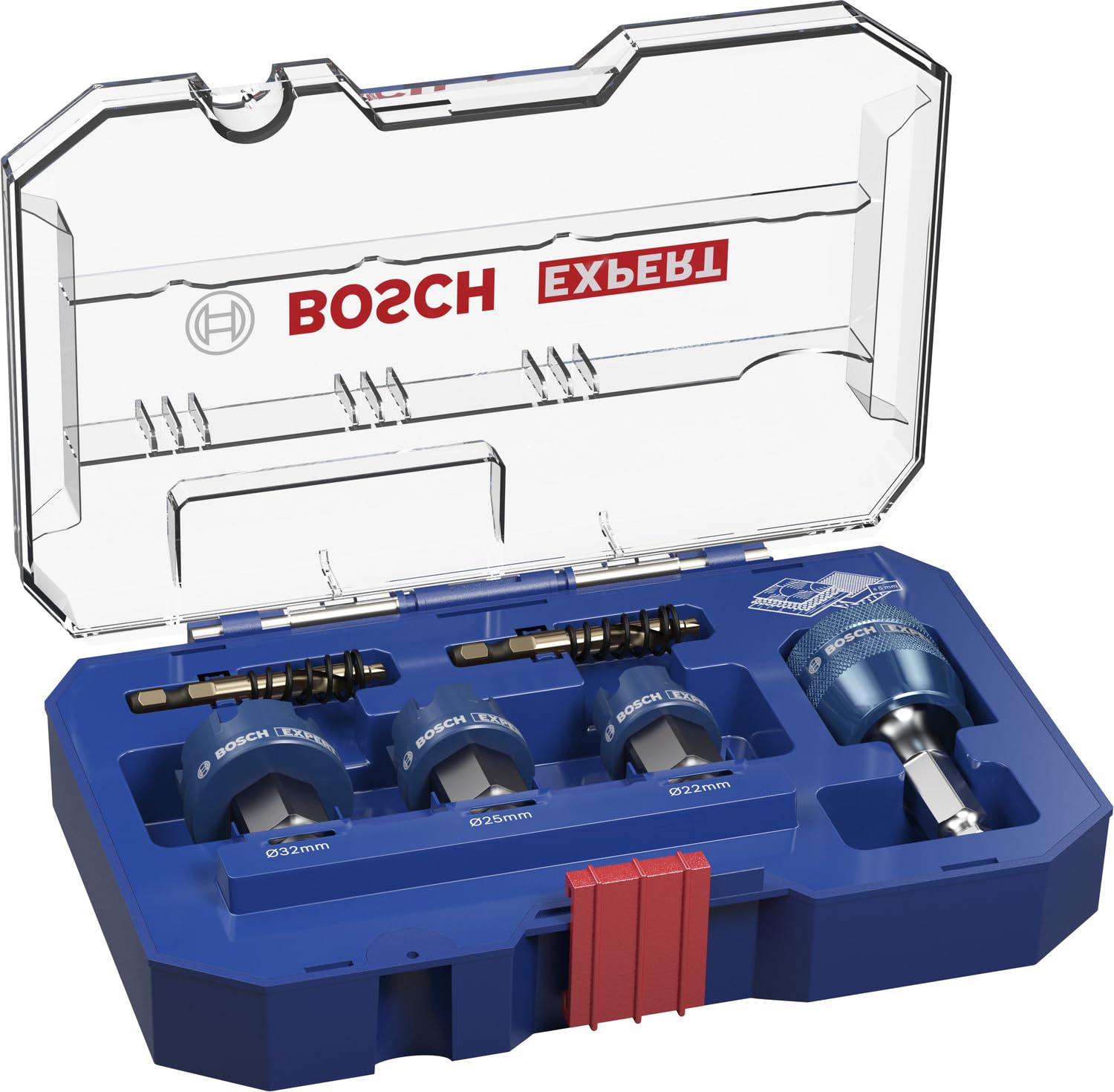 Bosch 6x Coffret universel de scies trépans EXPERT Sheet Metal PC Plus (pour Tôles en acier inoxydable, Tôles en acier, Ø 22-32 mm, Professional Accessoire Perceuses)