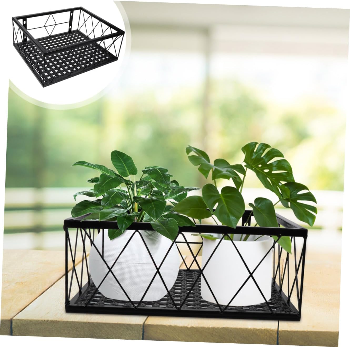 1pc Wall-Mounted Flower Pot Stand Kitchen Sundries Organizer Elegant Railing Planter Rack for Use
