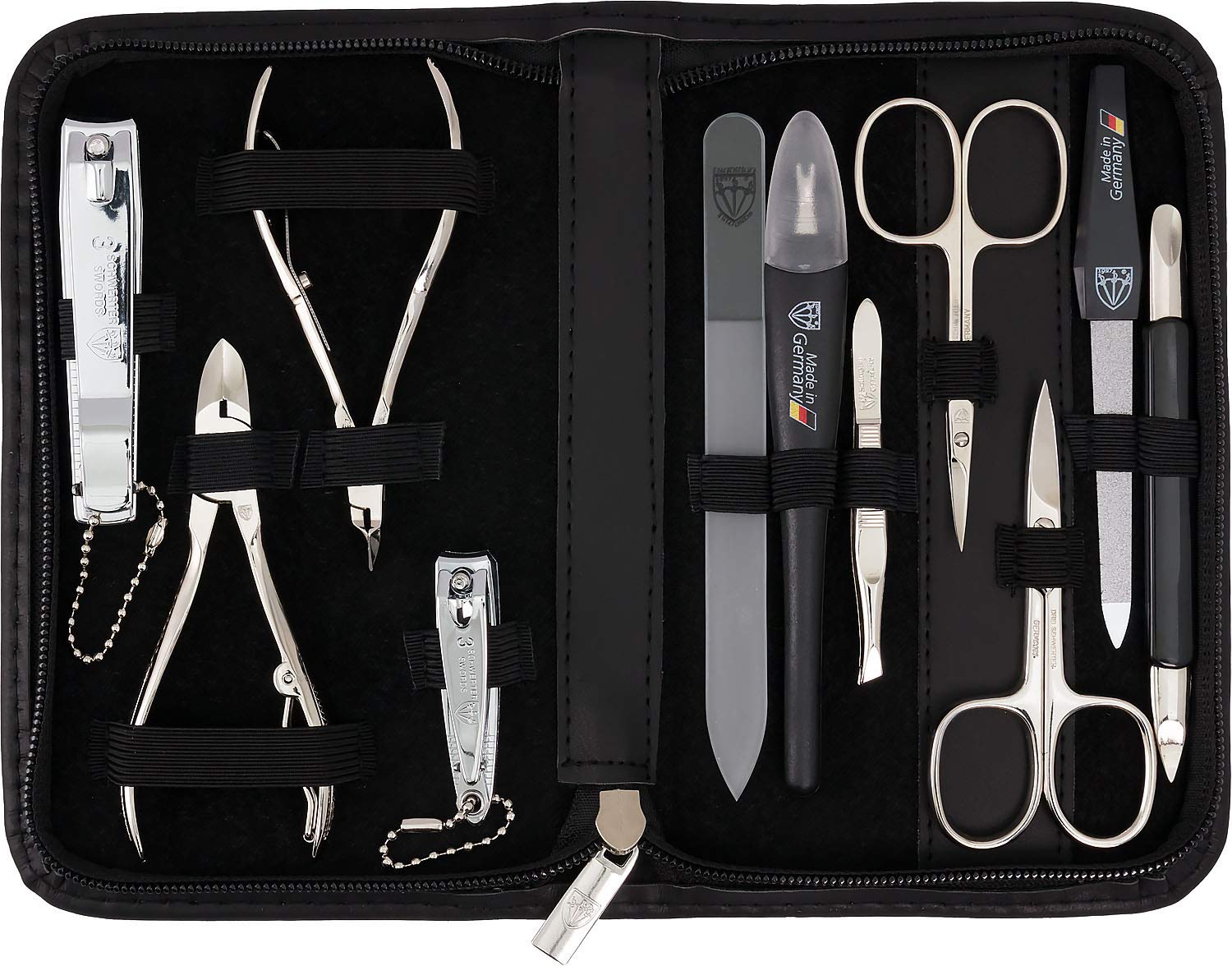 3 Swords Germany – Manicure Pedicure kit Set with Genuine Leather case - Made in Solingen/Germany