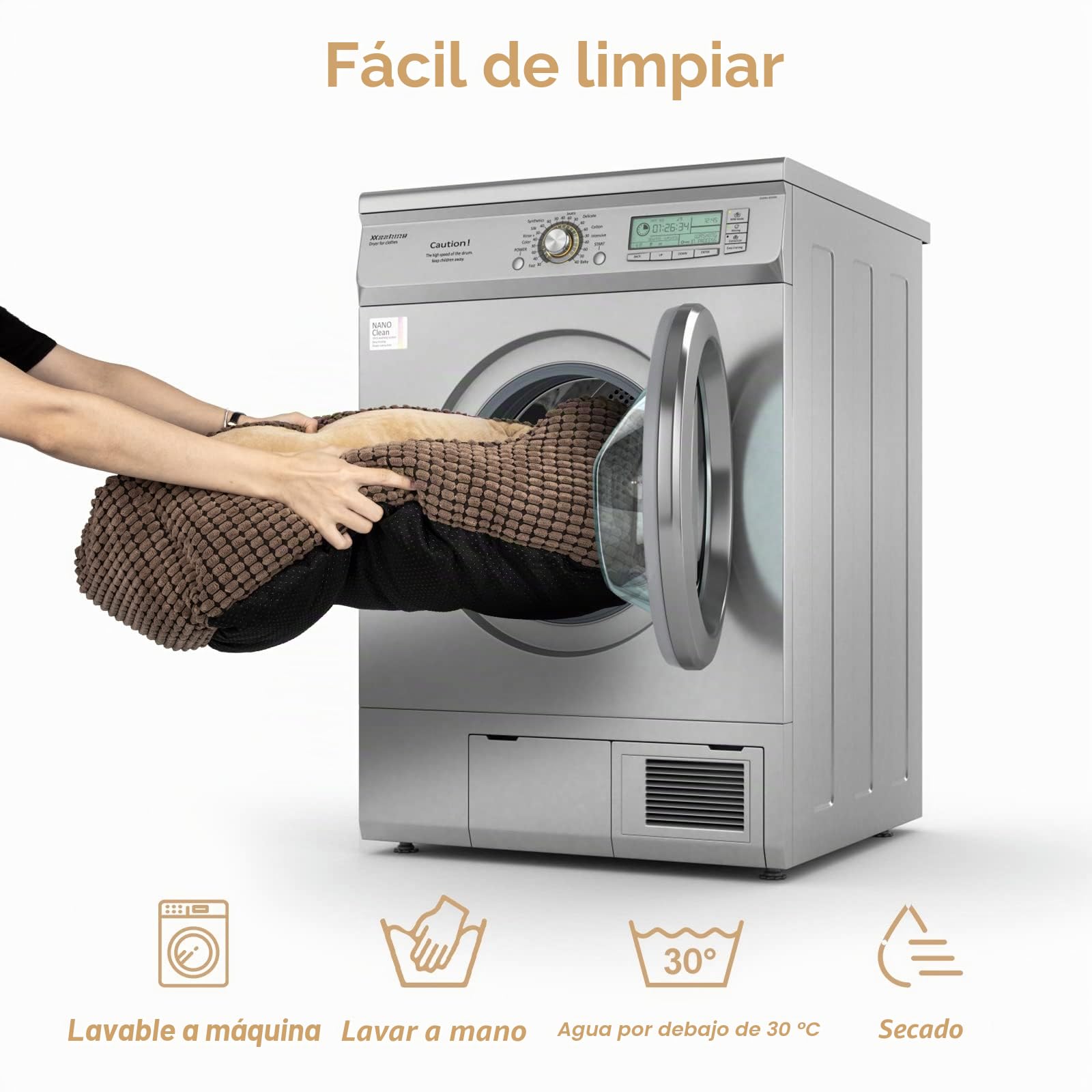 JOEJOY Cama para Perros Medianos, Cama Perro Lavable, Esponjosa, Antideslizante, Suave y Cómoda para Perros Pequeños Medianos y Gatos, 63x53x20cm