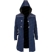 Mens Devil Gaming Cosplay Costume Blue Denim Coat Jacket for Devil 5 Trench Coat Outerwear