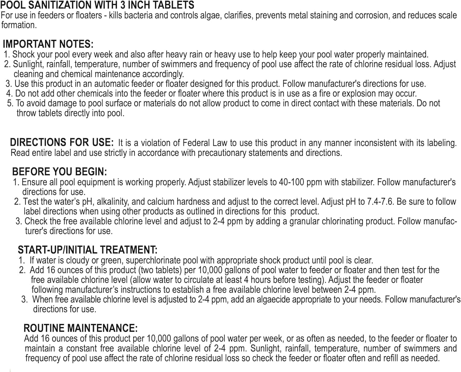 Pool Mate 35-Pounds All-In-1 Swimming Pool 3 Inch Chlorinating Tabs, Chlorine Tablets 3 Inch, Sanitizer, Clarifier, Stain Inhibitor, Algae Control, Descaler, Sunlight Protector all in one, Made in USA