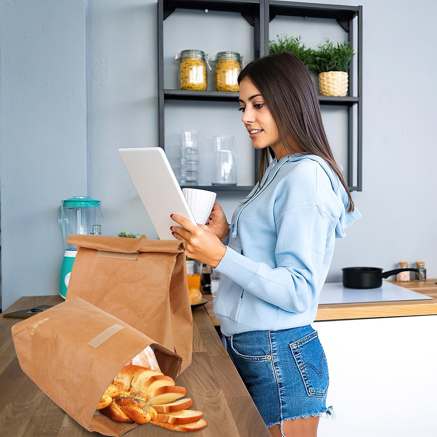 2 Pcs Insulated Brown Paper Lunch Bags, Reusable Lunch Bag Large Retro Sacks Thermal Insulation Food Storage Handbag for Adults Office Work Picnic Travel Snacks - 7.8"L x 5.9"W x 11.8"