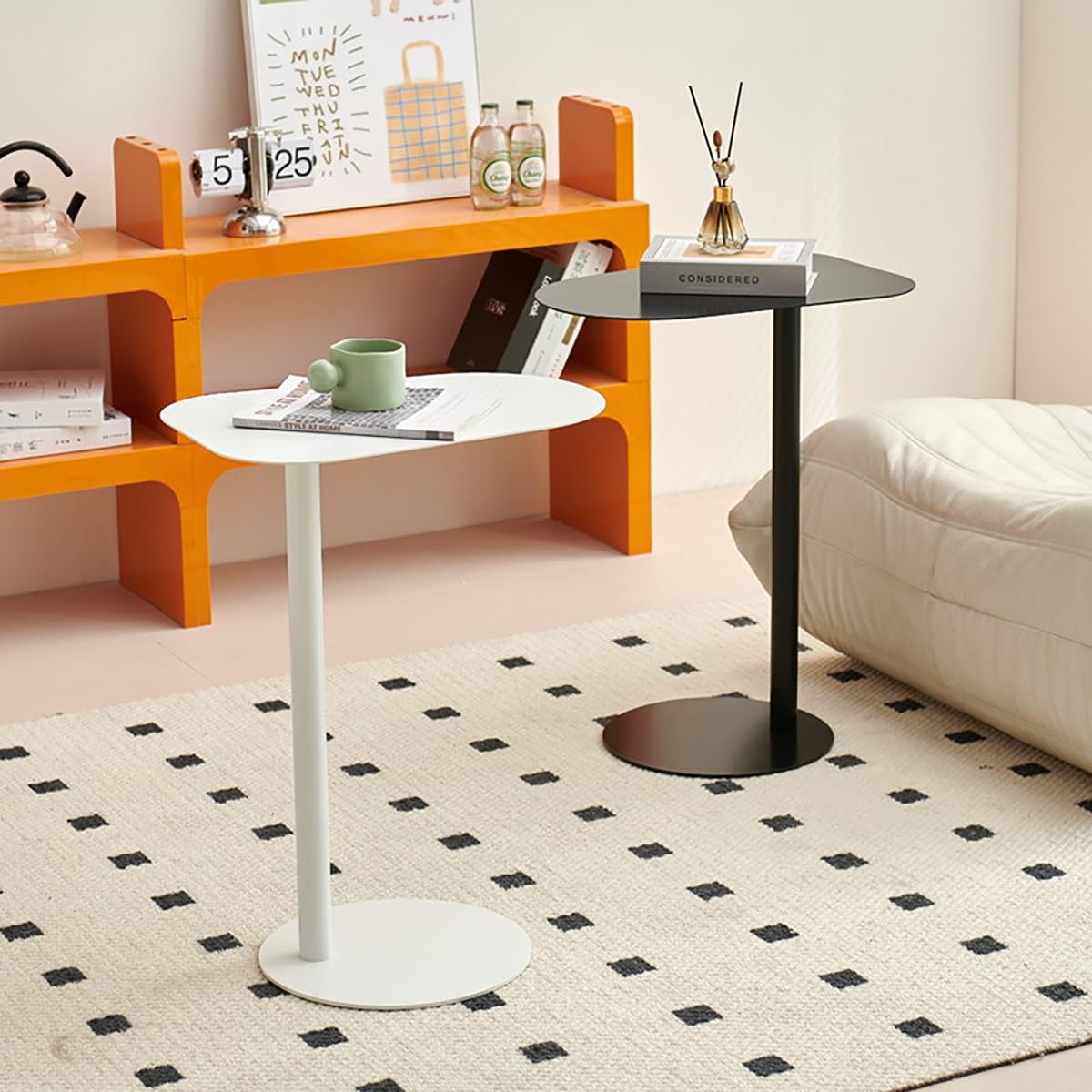 Mesa Auxiliar Oval Irregular,Mesa Auxiliar Forma C,Mesas Auxiliares De Metal,Mesa Auxiliar Pequeãa,Mesita Auxiliar Salon,Mesa Sofa Auxiliar,Mesa Para Sofa,Mesa Auxiliar Alta,Mesa Pequeña Salon(White)