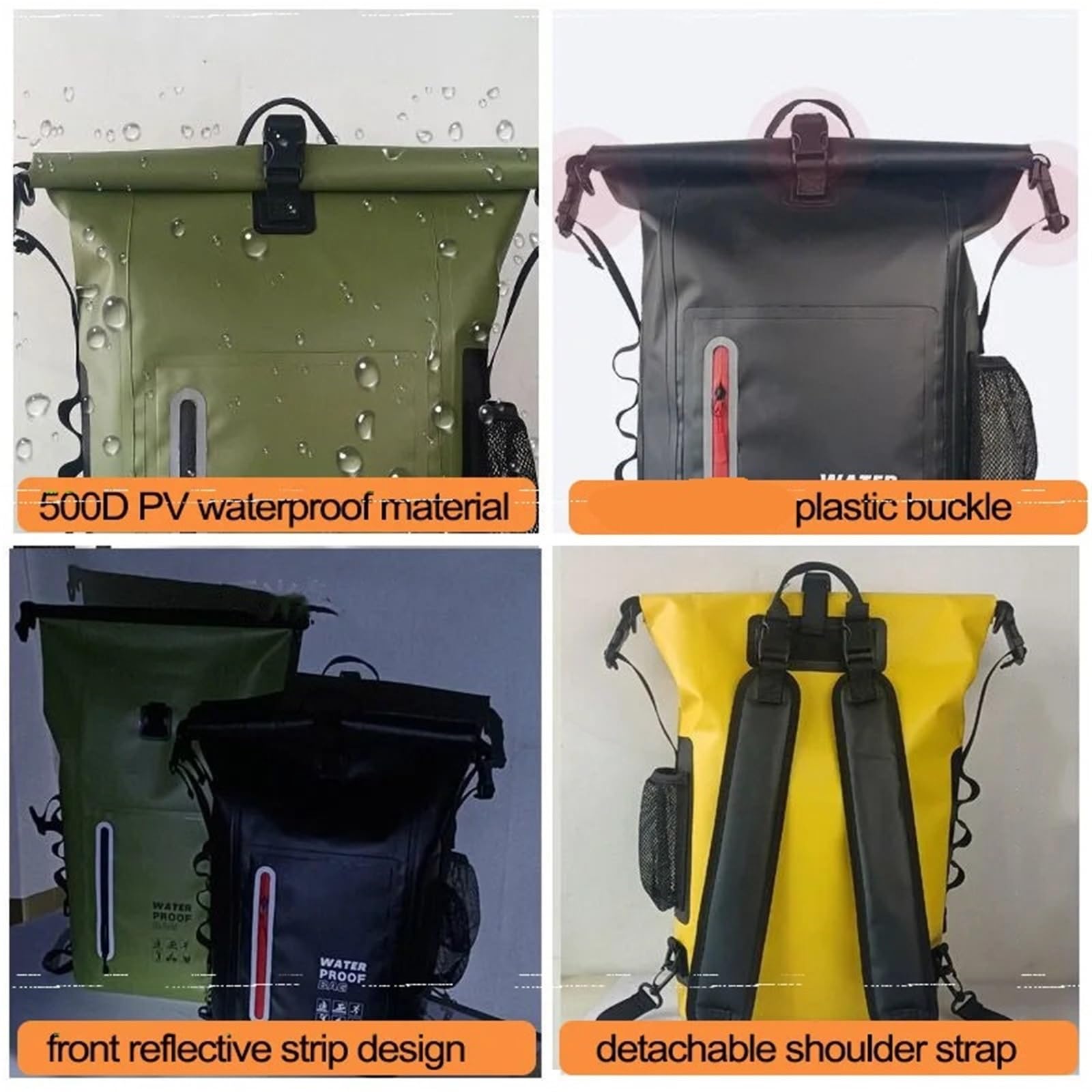 Bolsa Impermeable Bolsa Seca Impermeable for Kayak, Mochila Grande for natación a la Deriva, Senderismo en río, Hombro, Playa, Buceo, Rafting, canotaje, Bolsa de PVC for Acampar(Green)
