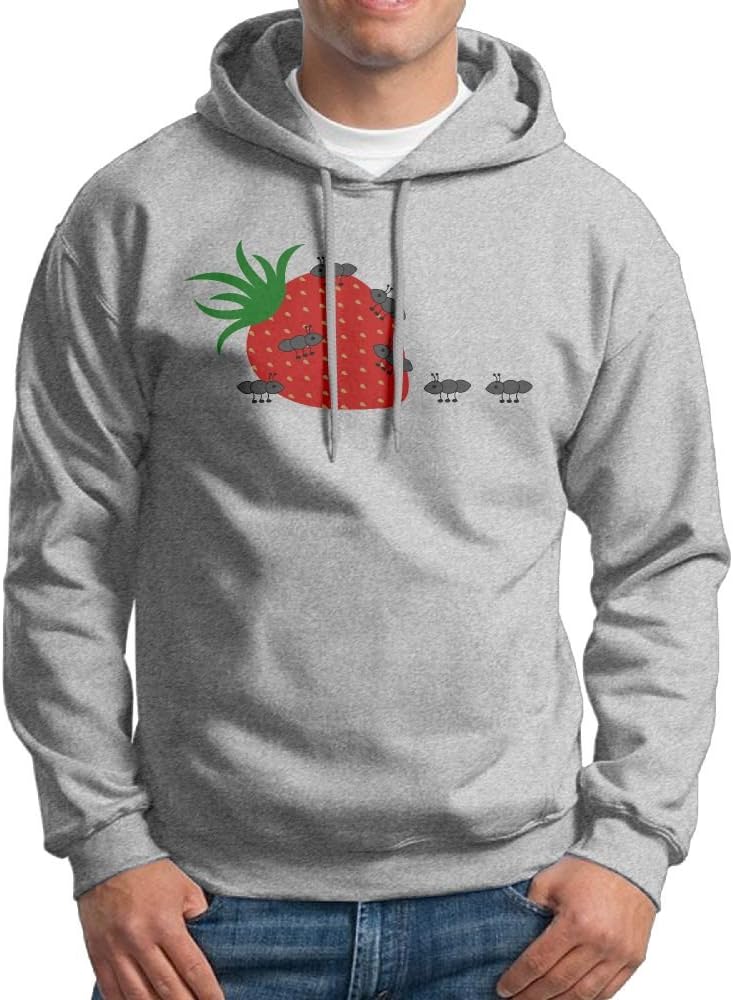 Tongling Men's Ants Crawling On Strawberry Hoodie Hooded Sweatshirt S