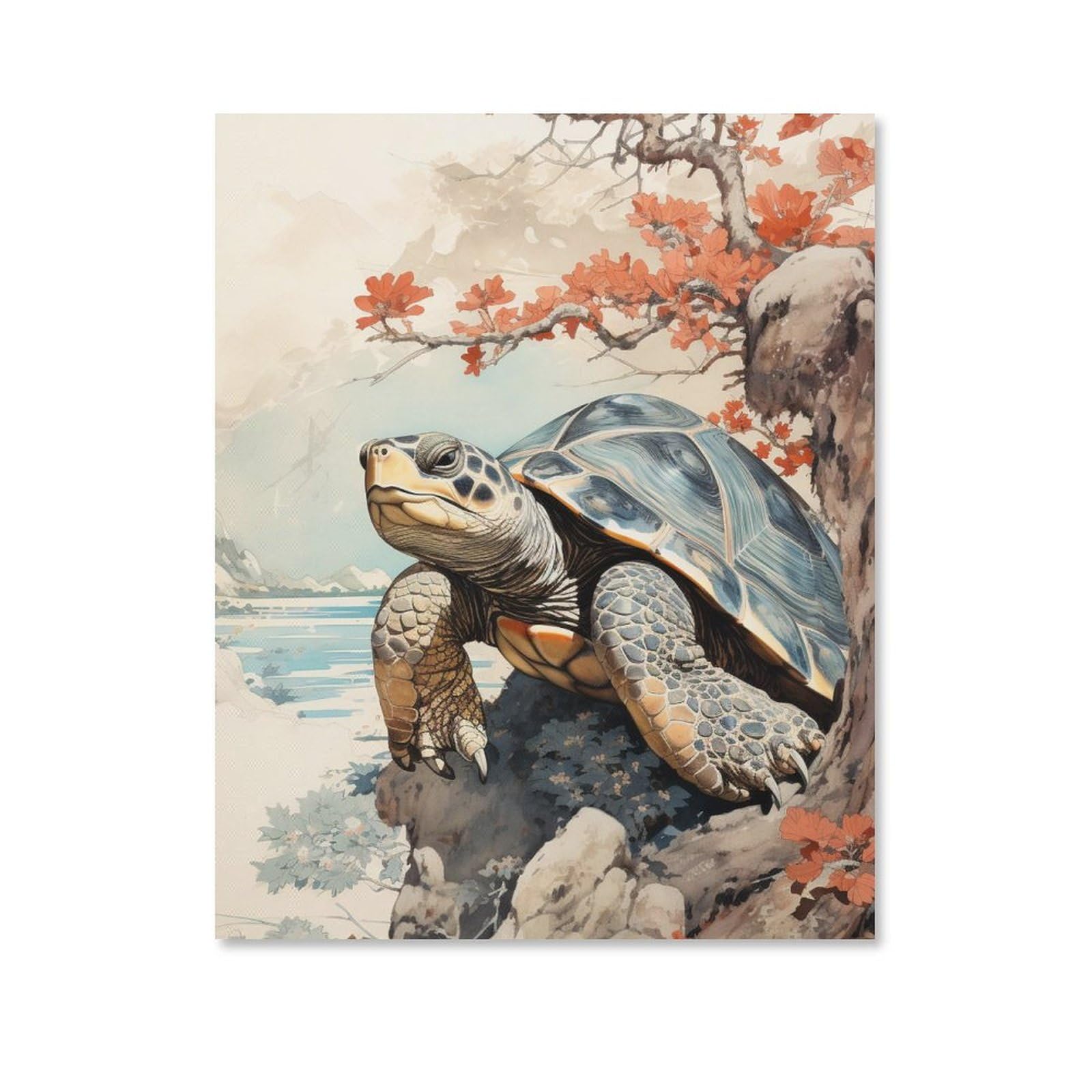 Amazon.co.jp: 絵画 アジアのカメの絵インテリア 絵画 超緻密な