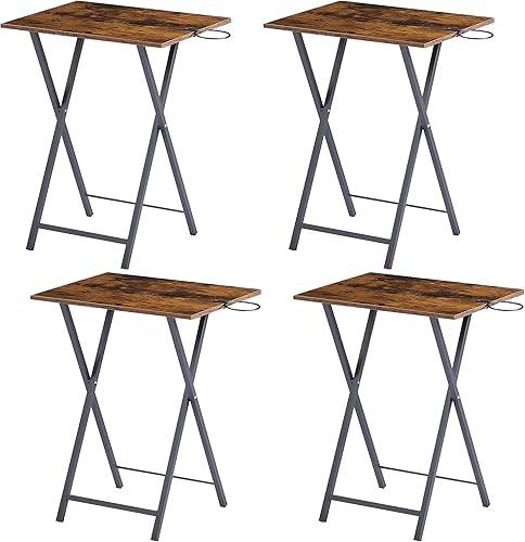 Miniatura 73 de VECELO Bandeja plegable de TV para comer, juego de 2, mesa portátil para cena/merienda con portavasos para sofá, sala de estar y espacio pequeño,