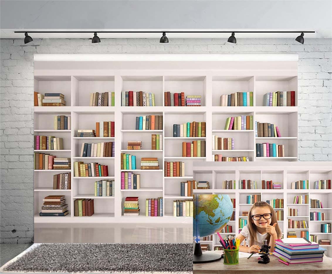 Bookshelf Backdrop 7x5ft Bookcase Backdrops Home Office Backdrop For Video Conference Online Class Background Library Backdrop Study Background Back To School Photos Background