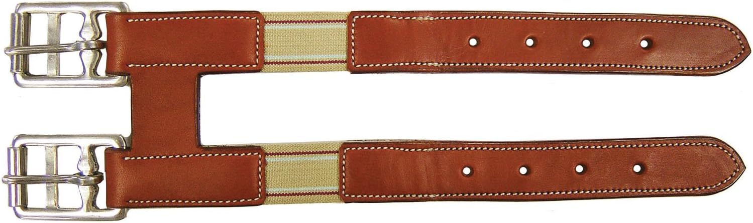 Derby Originals Paris Tack Leather English Girth Extender with Stainless Steel Buckles and Double Layer Elastic - 1 Year Warranty