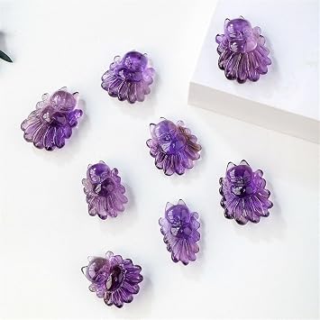 AtkitS Natural Amethyst Nine Tailed Fox Pendant Hand Carved Stone Pendant Amulet Gifts Women Men