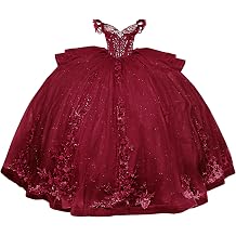 Mouccy Sparkly Lace Quinceanera Dresses with Tassels 3D Floral Bead Sweet 16 Dress with Ruffles Puffy Tulle Party Ball Gown