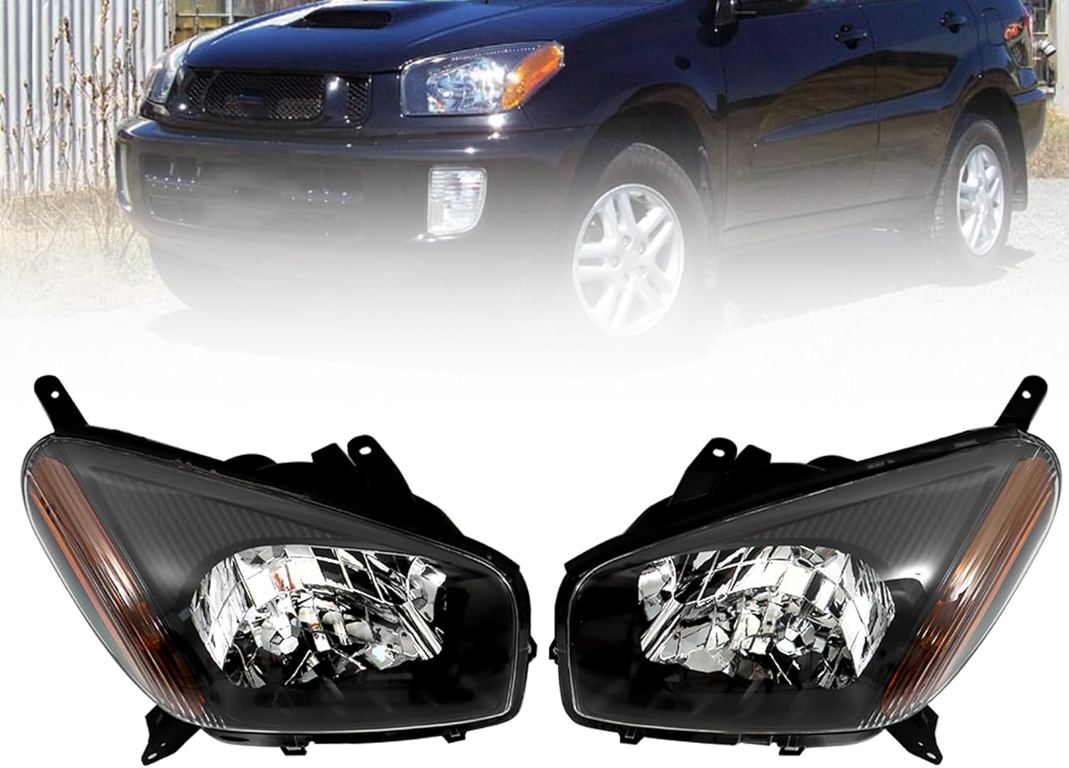 munirater 1 Pair Black Headlights for 2001 2002 2003 RAV4 Headlamp Assembly Left & Right Side 8115042190 | 8111042190 |