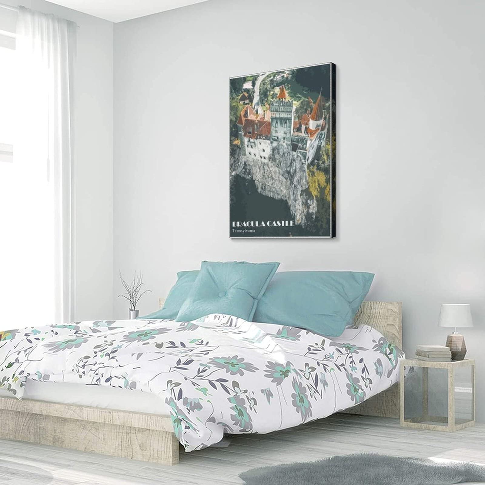 Cartel decorativo de viaje de la vendimia del castillo de Drácula Rumania Transilvania Cartel de viaje moderno Dormitorio Lienzo Art Poster Pintura Carteles Decoración de pared Arte Regalo