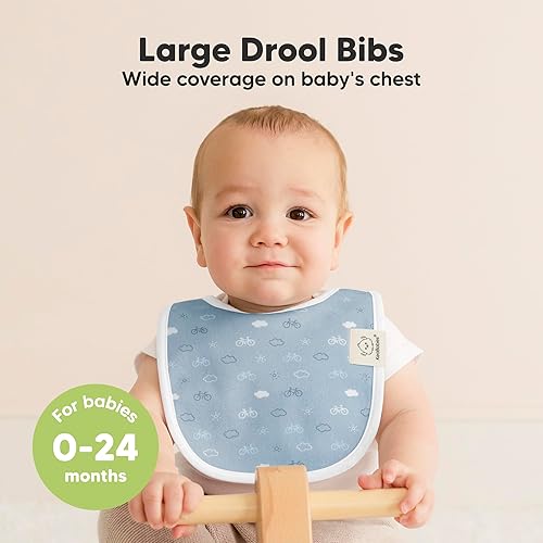 Miniatura 2 de Paquete de 8 baberos orgánicos para bebés niños, niñas - baberos de algodón suave para babear y dentición para bebé niña y niño, extra absorbentes,