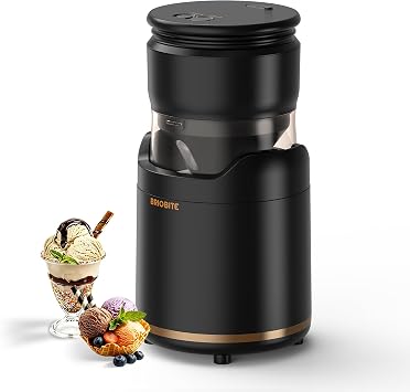 BRIOBITE Ice Cream Maker Machine,Quiet,Rechargeable,12 Servings,Black
