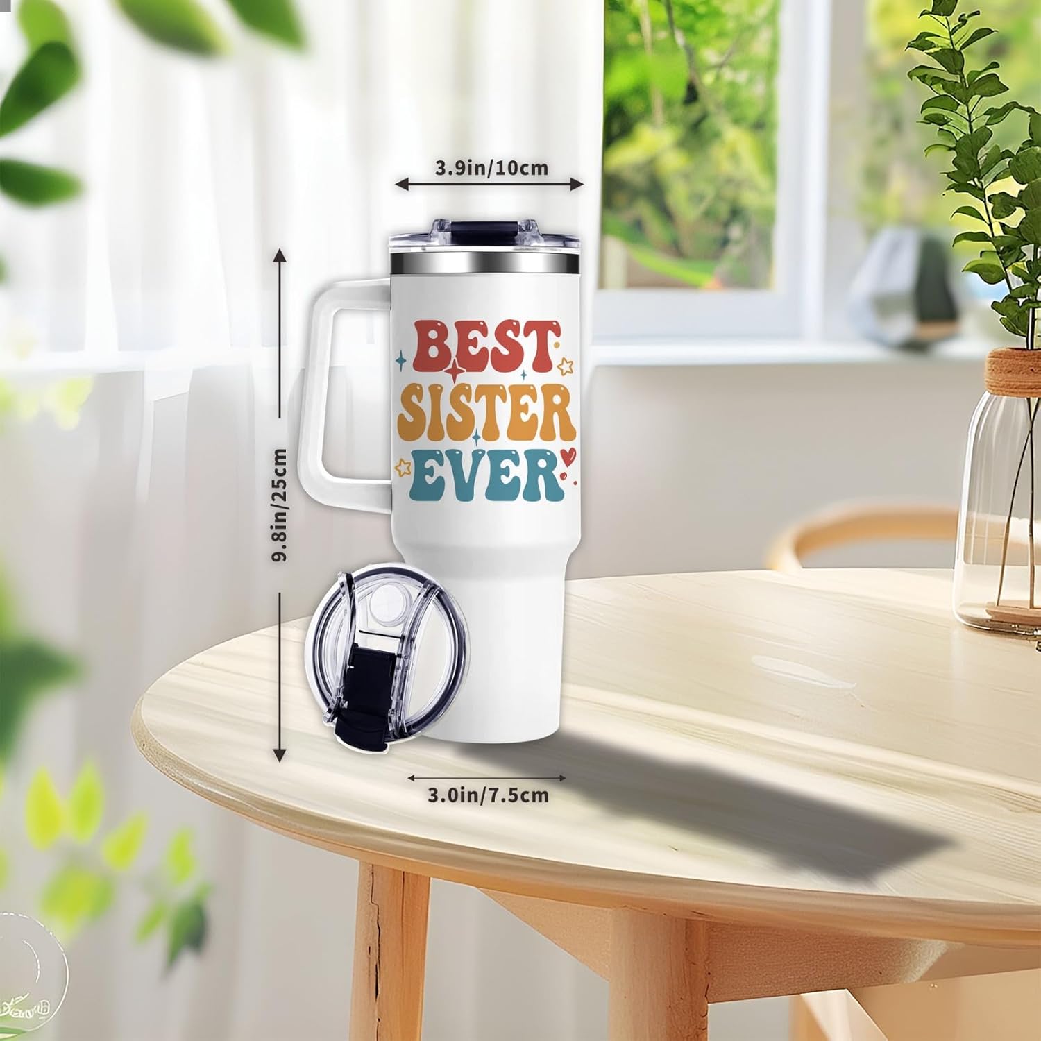 Sister Tumbler Gifts for Sisters from Brothers Best Sister Ever 40Oz Tumbler with Handle Christmas Birthday Present for Your Sisters with Endless Love - Image 2