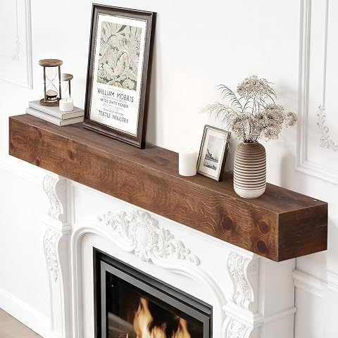 Fireplace Mantel Shelf 54 inch Solid Wood Rustic Floating Shelf