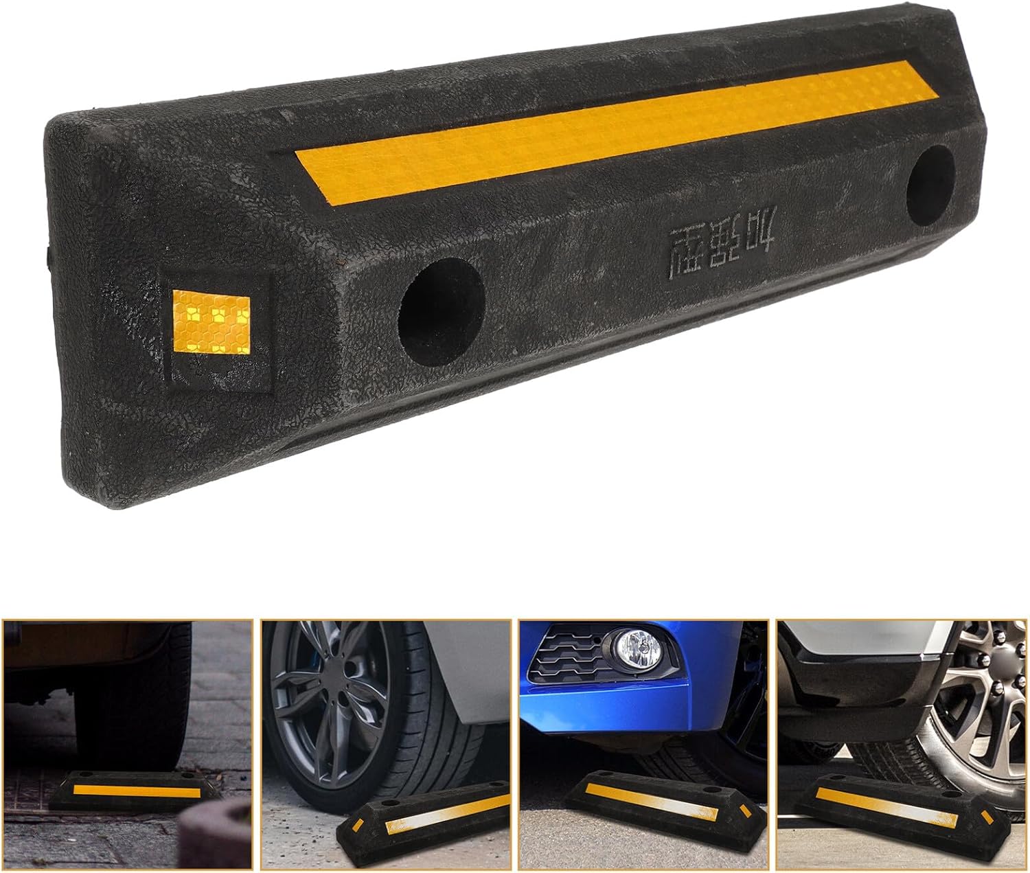 Garneck Rubber Wheel Chock for Rv Travel Trailers Garage Car Stopper Parking Space Limiter Anti-rollback Vehicle Wheel Positioning Block Portable and Easy to Install