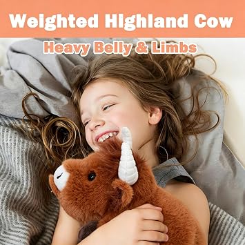 Highland Cow Weighted Plush 4.5lbs | 21, Giant Highland Cow Stuffed Animal for Kids & Adults, Super Soft Large Cattle Pillow Gift for Christmas Easter Birthday
