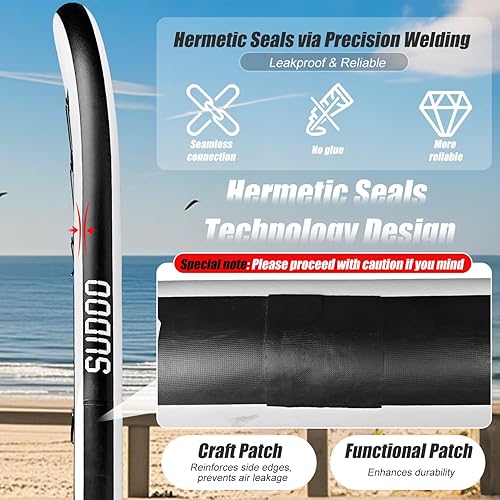 Miniatura 9 de Tabla de remo inflable de 10 pies 6 pulgadas x 33 pulgadas, SUP ultraligera con mochila, bomba, remo, correa de bobina, 3 aletas, kit de reparación,