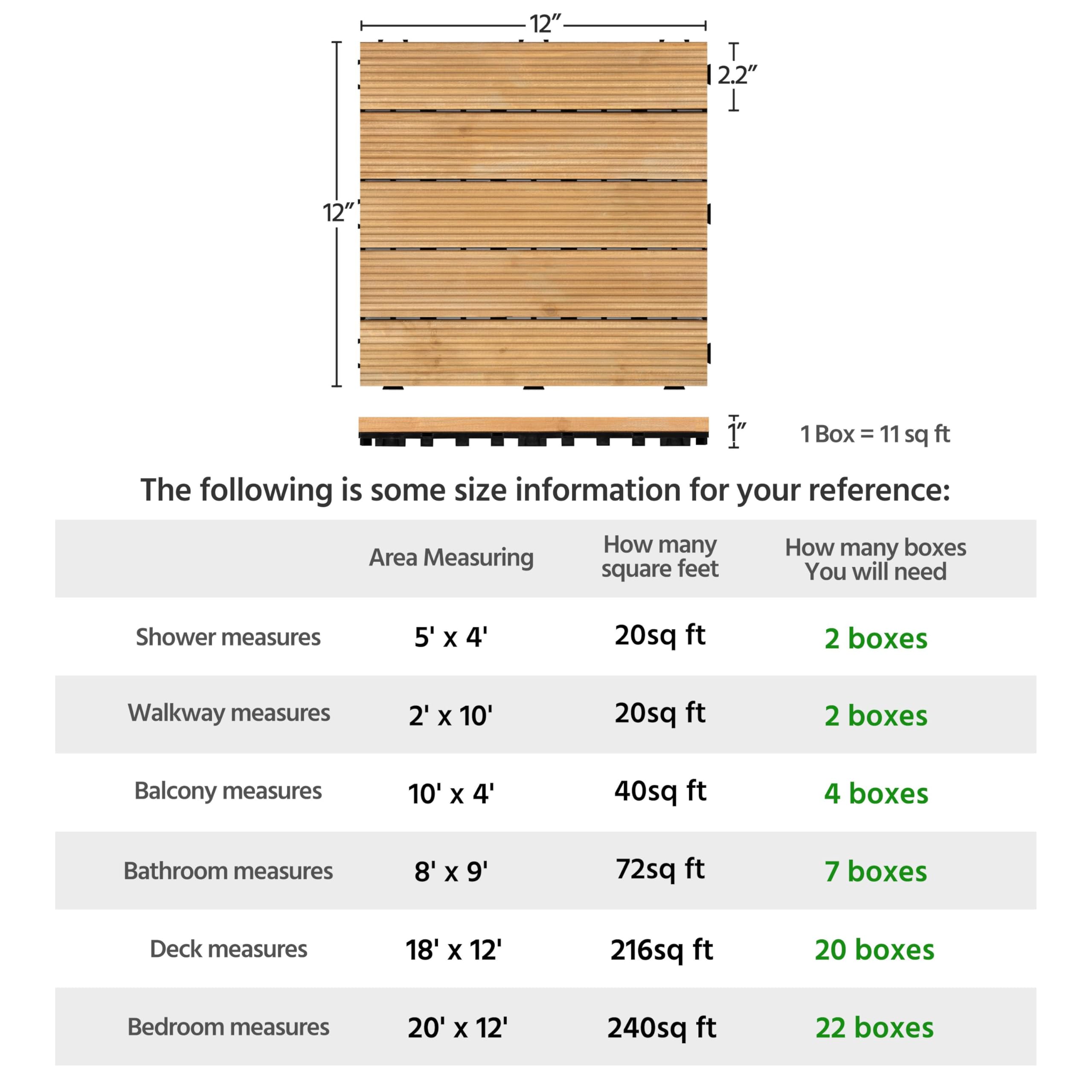 Yaheetech Piastrelle Esterno 30x30 cm 11 Pezzi Legno Pavimento Giardino ad Incastro 1 m² per Balcone Terrazza Patio Tagliabile Marrone